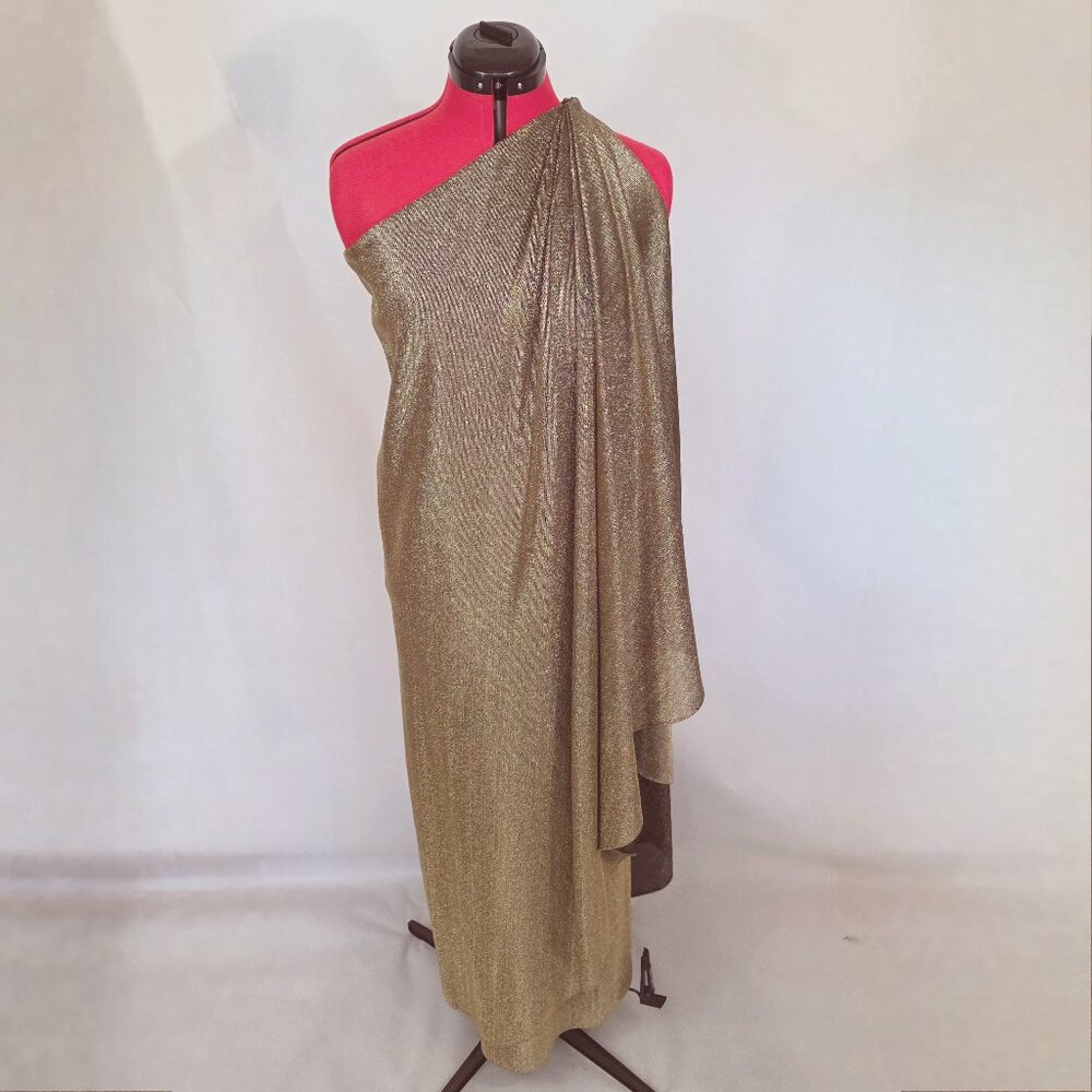 1970s Halston IV Gold Lame Goddess Toga